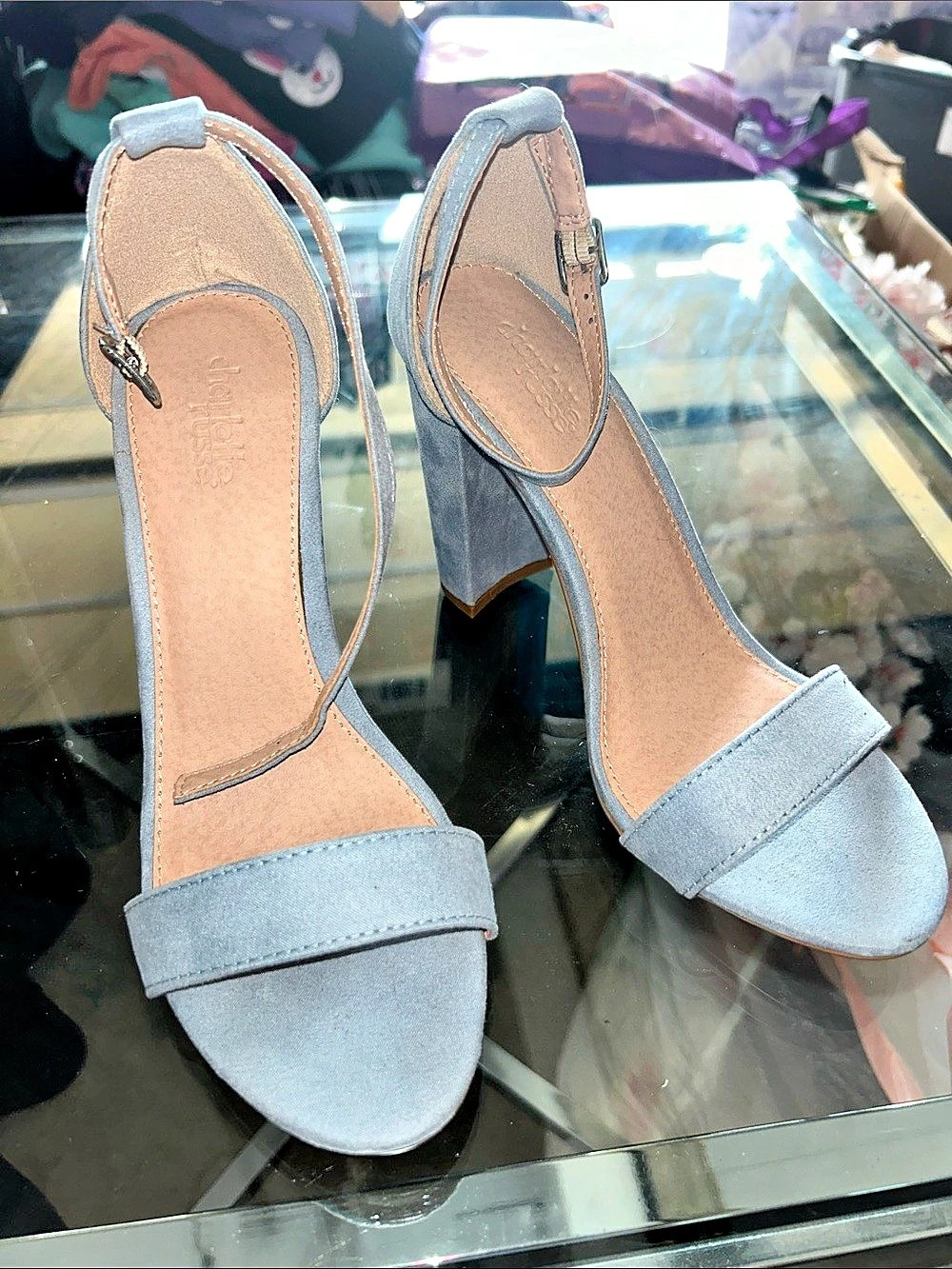 Charlotte Russe baby blue suede Ankle Strap Heels